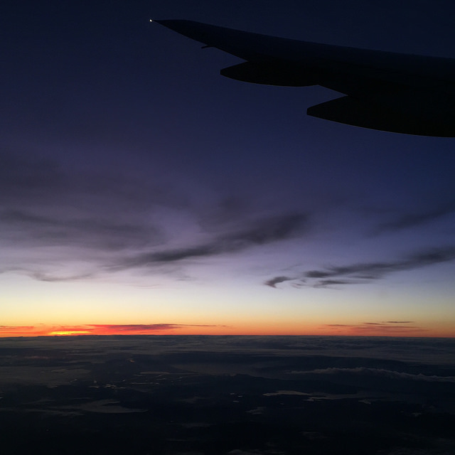 Sunrise over Sydney from an airplane